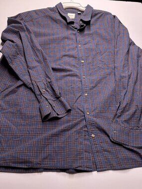 ROWM Blue Orange Plaid Button Front Shirt 3XT EUC